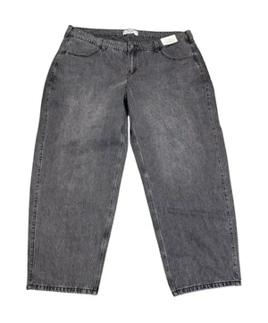 Hollister Low Rise Taper Baggy 20L W35L‎ Black Stonewashed Jeans Pants thumbnail 1