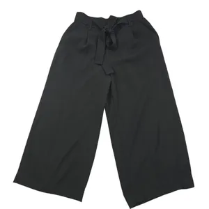 Zara -1310 Wide Leg Crop Pants‎ Tie Waist Black Women's Size XS thumbnail 1