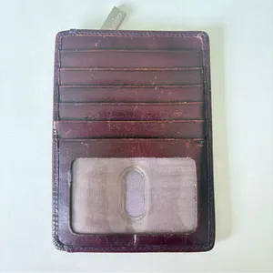 HOBO Burgundy Red Leather Thin Wallet Coins Purse ID Card Holder 5”x3.5” thumbnail 2