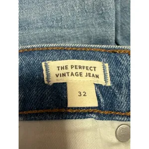 Madewell The Perfect Vintage Blue High Rise Distressed Straight Denim Jeans 32 thumbnail 4