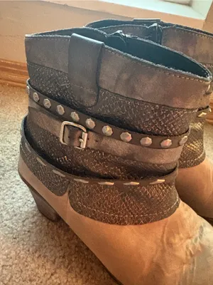 Remonte EU 41 US 9.5 Studded Moto Ankle Boots Brown Taupe Western thumbnail 2