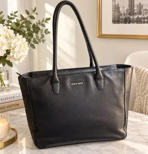 Cole Haan Black Pebbled Leather Tote Bag - EUC thumbnail 1