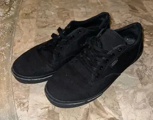 Black Lace up vans low top very used size 7.5 thumbnail 1