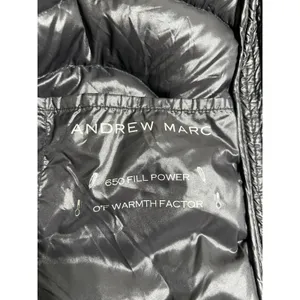 Andrew Marc Long Down Puffer Coat Black XL 650 Fill Packable Hooded Winter thumbnail 3