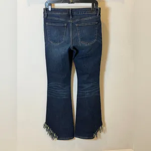 Dear John Rosie Flare Jeans – Size 27 – Dark Wash Fringe Hem – 34” Inseam thumbnail 5