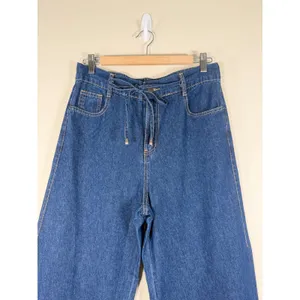 Petal + Pup Womens Dark Wash Wide Leg Drawstring Denim‎ Jeans Blue Size Medium thumbnail 4