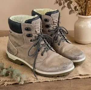 ECCO Gore-Tex Waterproof Hiking Boots Gray Leather Ankle Trail Shoes 41 US 10 thumbnail 1