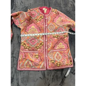 Appleseed's Reversible Quilted Jacket Womens Pink Paisley Floral M thumbnail 6
