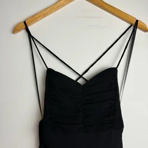 NWT ZARA Midi Corset Dress Sz Small Black Open Lace Up Back Side Slit thumbnail 7
