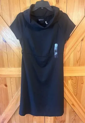 Gap Maternity Small Black Dress Cowl Neck Short Sleeve Nwt (4202) thumbnail 1