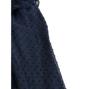 Sheer Navy Blue Dotted Tier Ruffle Dress Long‎ Sleeves Size L Romantic Whimsy thumbnail 10
