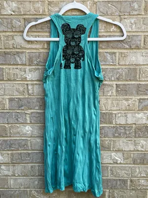 Sure Design Festival Hippie Rave Tribal Totem Bear Dress in Turquoise - S/M thumbnail 3