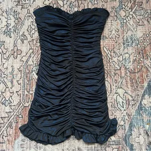 Lucy in the Sky Metallic Ruched Strapless Dress in Navy Size Medium thumbnail 2
