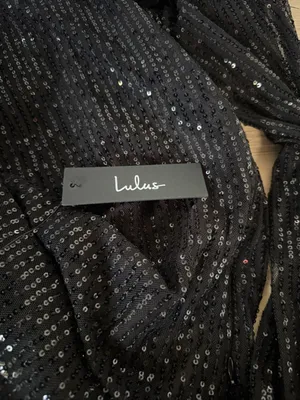 Lulus Marvelous Energy Black Sequin Mesh Long Sleeve Mini Dress NWT thumbnail 5