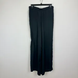 Athleta Calm Cool Pant Pull On Satin Cupro Wide Leg Relaxed Lounge Medium Black thumbnail 3