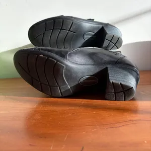Earth Origins Madison Black Leather Pleated Slip On Block Heel‎ Loafers 6.5 thumbnail 8