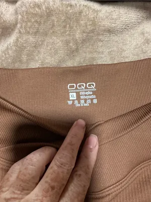 OQQ High Waist Cross Over Athletic Shorts Seamless Ribbed Bike Shorts in Taupe thumbnail 5