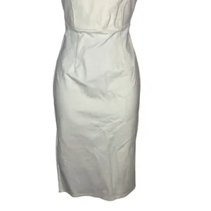 4SI3NNA Midi Dress‎ Womens S Cream Choker Neck Strapless Sweetheart Bodycon Slit thumbnail 6