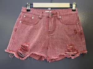 POL Denim Shorts Womens Medium Pink Distressed Cutoff Raw Frayed Hem Casual thumbnail 1