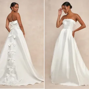 LULU's Wedding Bridal Elegant Sexy Chic Sophisticated Strapless Maxi Gown thumbnail 2