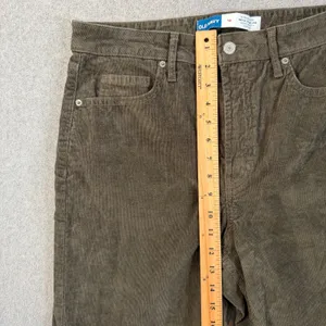Old Navy Women's 12 Extra High Rise Sky-Hi Wide Leg Corduroy Pants Olive Brown thumbnail 4