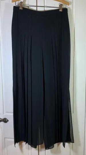 Cartise Womens Black Wide Leg Pleated Chiffon Overlay Dress Pants Size 6 62198 thumbnail 1