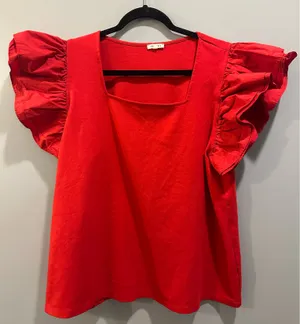 JODIFL Ruffle Sleeve Square Neck Blouse thumbnail 1