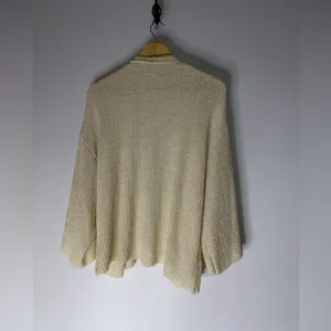 Anthropologie Cardigan Sweater Cream Open Front Half Sleeve‎ One Size thumbnail 2