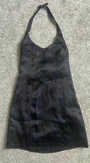 ZARA Dress Mini Black Satin Halter Corset thumbnail 2