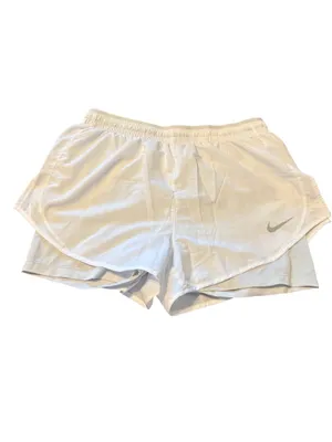 Nike Dri-Fit Running Athletic Shorts Women's Size M White Gray thumbnail 2