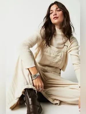 Free People Women’s Size M Follow The Sun Overalls In Morning Oak thumbnail 2