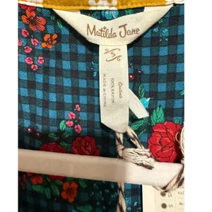 Matilda Jane Fa La La Green Blue Gingham Shirt Dress Belted Sz S‎ thumbnail 5