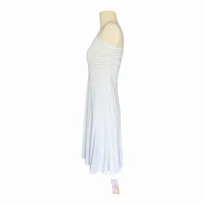 OGL Strapless Midi Dress Pure White Ruched Stretch A Line NWT Small thumbnail 3