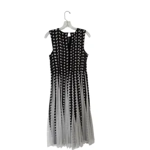 ASOS Women’s 4 Black White Mixed -Media Polka Dot Dress Whimsical Cocktail thumbnail 2