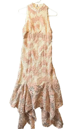 Keepsake Women's No Air Crochet Lace‎ Midi Dress Ivory Blush Pink Floral 4 New thumbnail 1