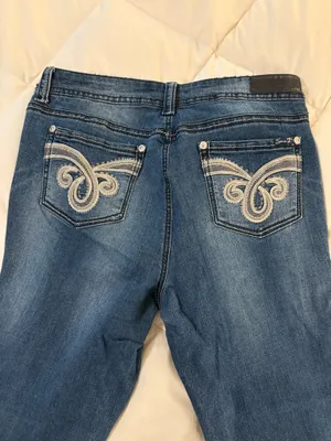 Seven7 Slim Boot Navy Blue Jeans with Back Patches thumbnail 2