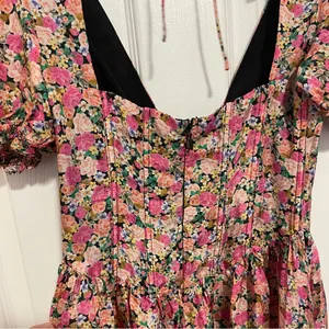 For Love & Lemons Paulina Mini Dress ASO Ariel Winter Pink Floral Puff Sleeve XS thumbnail 6