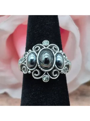 Vintage 70's AVON Midnight Splendor Hematite Ring Witchy Whimsigoth Size 7.5 thumbnail 6