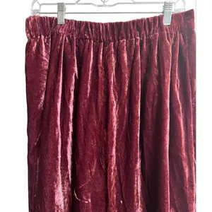 Madewell Velvet Tapered Pleat Pull-On High Rise Pants Burgundy Large thumbnail 7