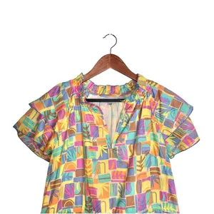 Olivia James The Label Tinsley Tiered Ruffle Hem Mini Dress In South Beach XS thumbnail 4