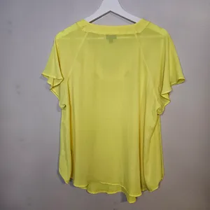 Torrid Yellow Blouse Georgette Cage Front Cutout Lemon Tonic Top Lightweight 0 thumbnail 6