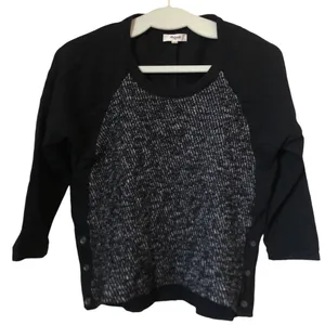 C Madewell Black & White Raglán Wool Tweed Woman Shirt Blouse Size Small thumbnail 5