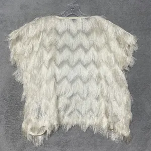 TOPSHOP Sweater Womens 4 Cream Fringe Open‎ Front Cardigan Sweater Cover Up Top thumbnail 7