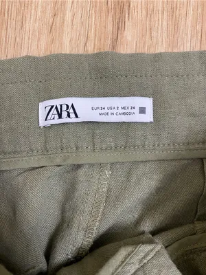 Zara Olive Green Cargo Trousers with Cuffed Ankles thumbnail 3