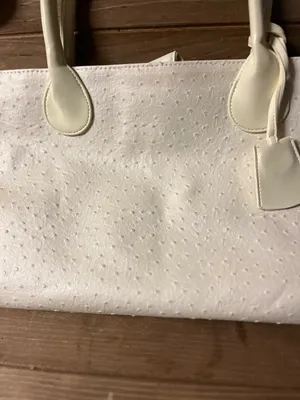 Estee Lauder Ostrich Leather Tote Bag,, Cream Color 17 wide x 10!height w/case thumbnail 5