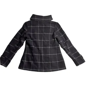 Coffee Shop New York Women's Navy‎ Plaid Asymmetrical Collar Jacket Size Small thumbnail 2