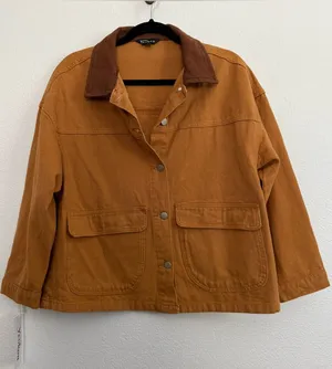 NWT Relaxed Oversized Brown Canvas Chore Jacket Small thumbnail 1