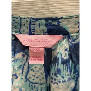 Lilly‎ Pulitzer Martinique Joy Ride Elephant Print Split Neck Rayon Blouse XXS thumbnail 5