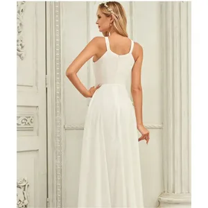 JJ house wedding dress A-line Scoop Floor-Length Chiffon Wedding Dress #250142 thumbnail 2