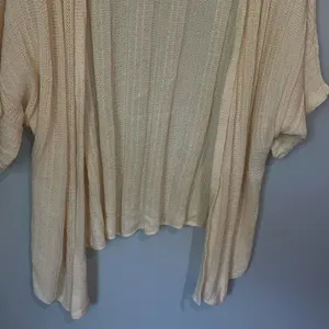Joie Linen Blend Cream Short Sleeve Open Knit Flowy Cardigan Large Boho #800 thumbnail 5